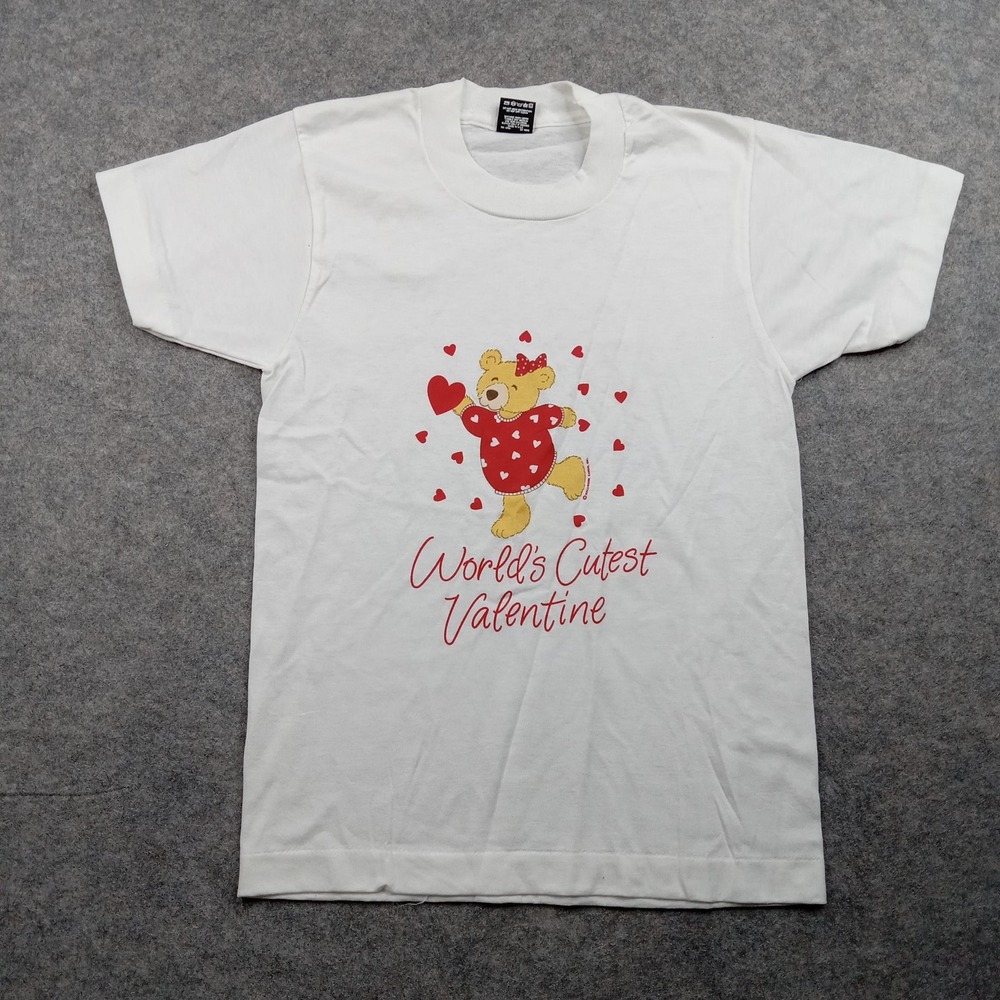 Vintage Screen Stars Shirt Youth Large 14-16 Made USA 90s Bear Heart Valentine 2